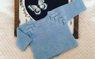 Jersey de punto a tricot con raglán espiga para bebé