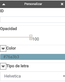 Pestaña de personalizar